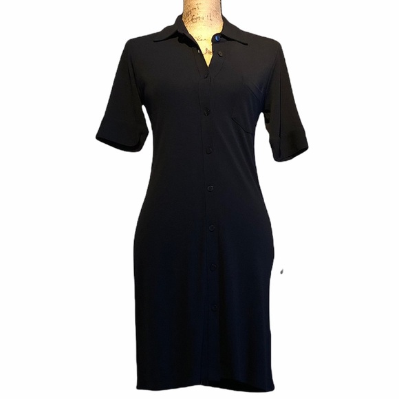 Apostrophe Fitted Buttoned Black Dress Size S - Picture 7 of 15